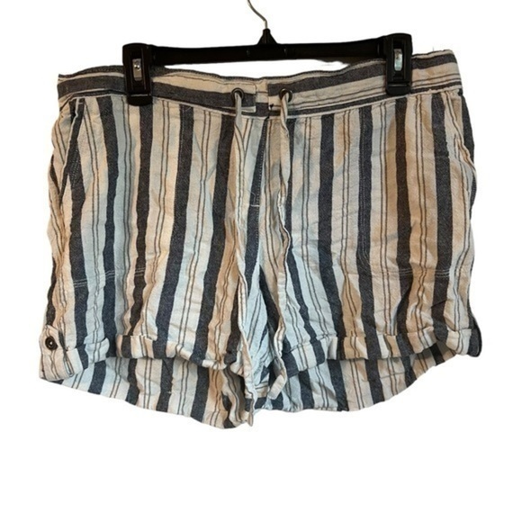 Per Se Stripe Linen Shorts Size Large - Picture 1 of 8